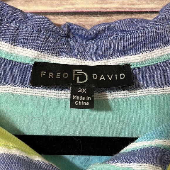 ⭐️ Fred David Blue Green Rayon Blouse Size 3X B1 - Picture 3 of 6